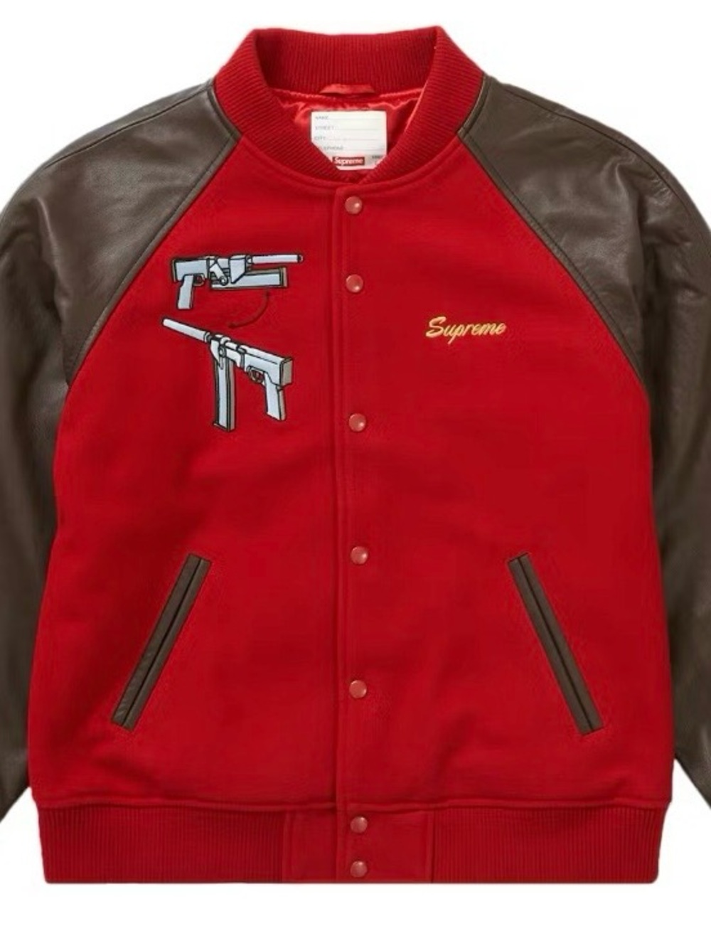 Supreme Red & Brown aeon flux Varsity Jacket